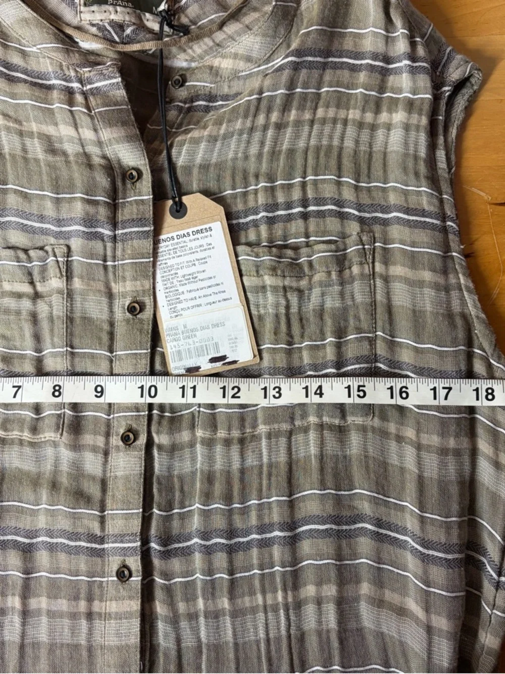 Prana Striped Sleeveless Shirt Dress in Taupe and Light Gray